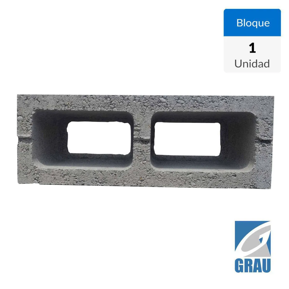 GRAU - Bloque liso gris 14x19x39 cm