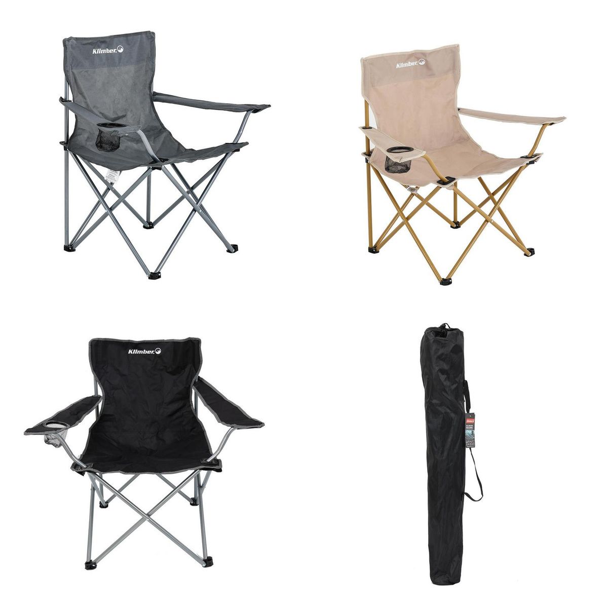 KLIMBER - Silla Camping con Portavasos 85x80.5x54 cm Colores