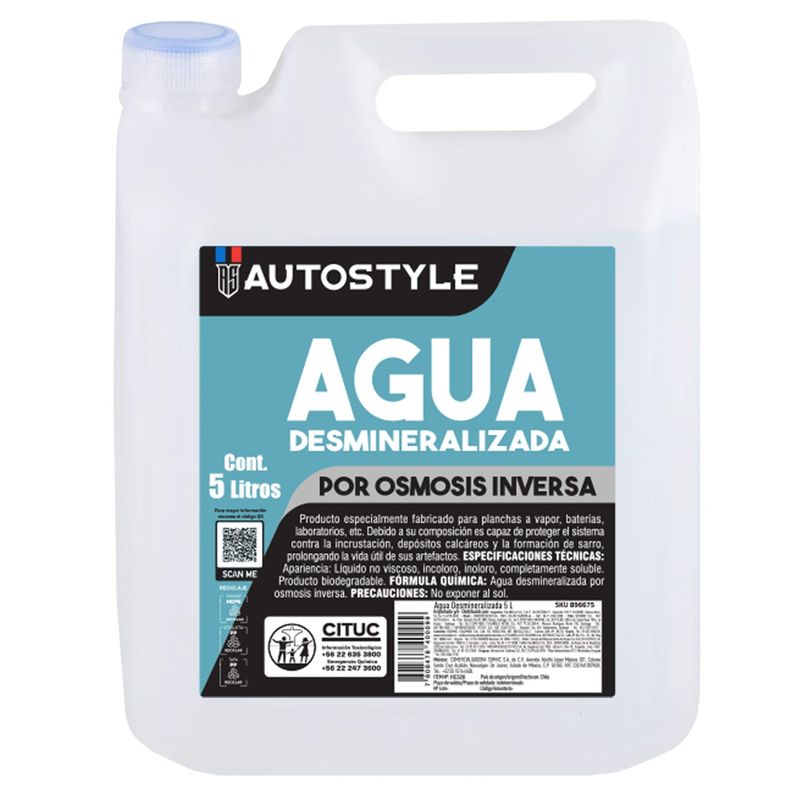 AUTOSTYLE - Agua desmineralizada 5 litros bidón