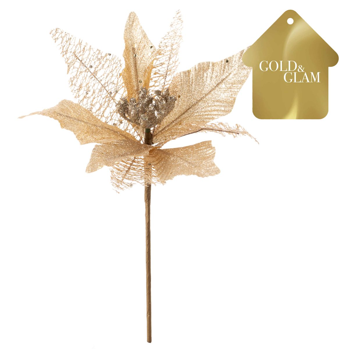 DEAR SANTA - Pick poinsettia 27 cm antique