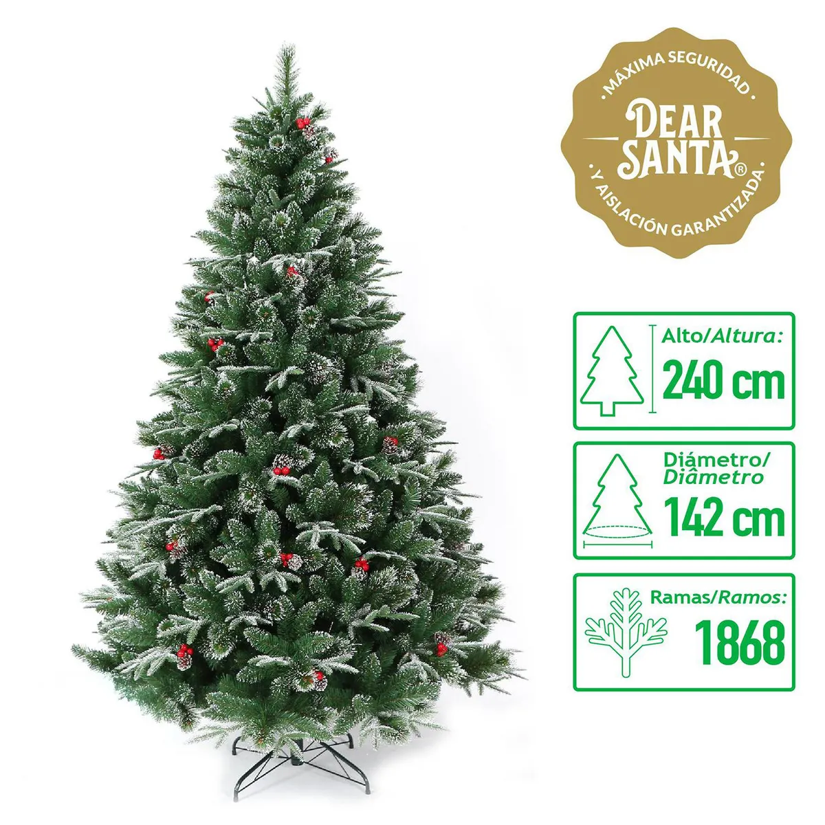DEAR SANTA - Árbol de Navidad 1868 Ramas 142 x 240 cm Verde