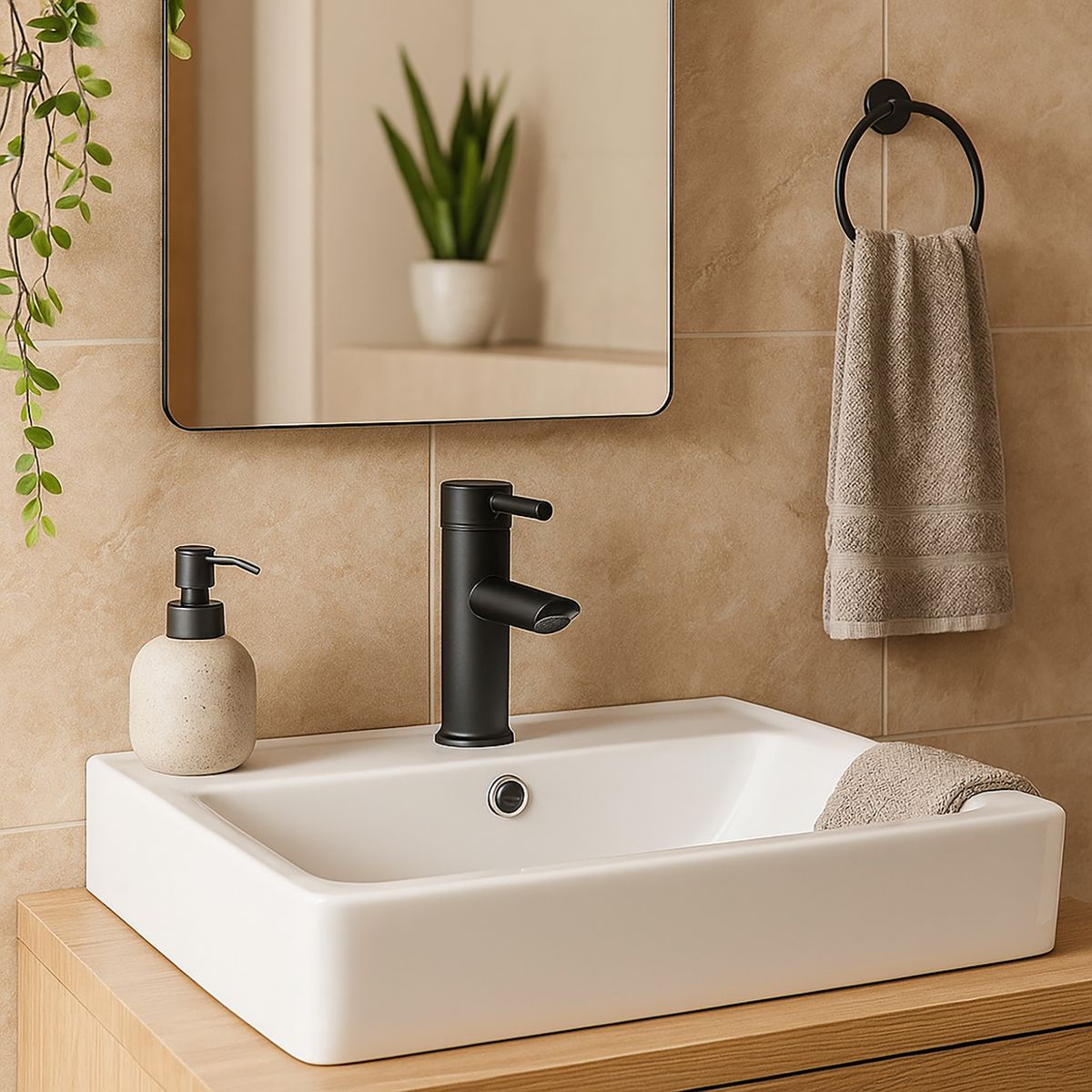 SENSI DACQUA - Monomando Lavatorio Bajo Milán Negro