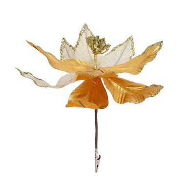 Ponsettia clip dorada 31 cm