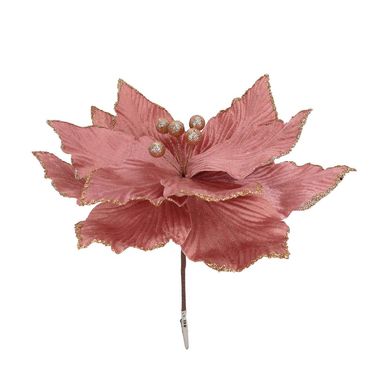 Ponsettia con clip rosa 35 cm