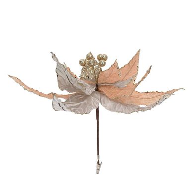 Ponsettia con clip dorado 40cm