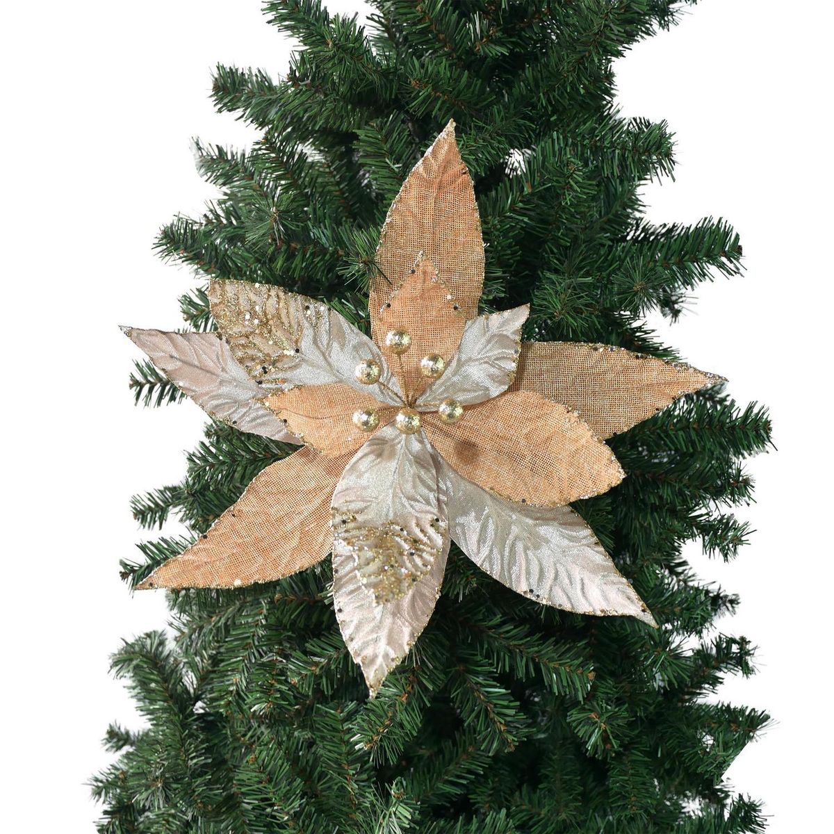 DEAR SANTA - Ponsettia con clip dorado 40cm