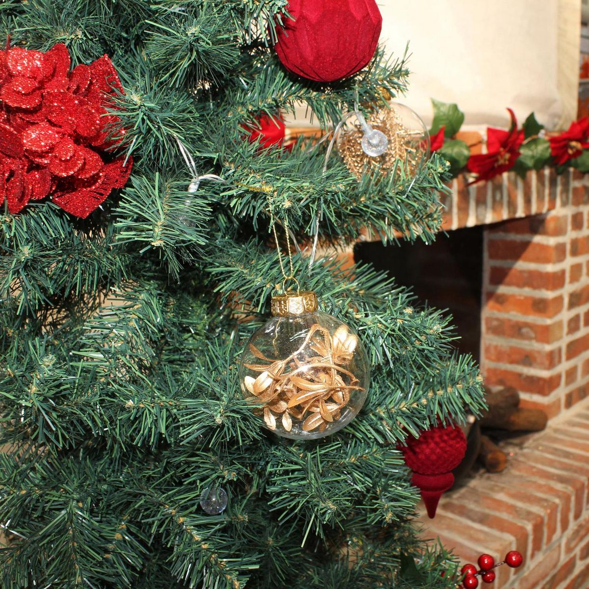 DEAR SANTA - Esfera 8 cm hoja invierno dorado