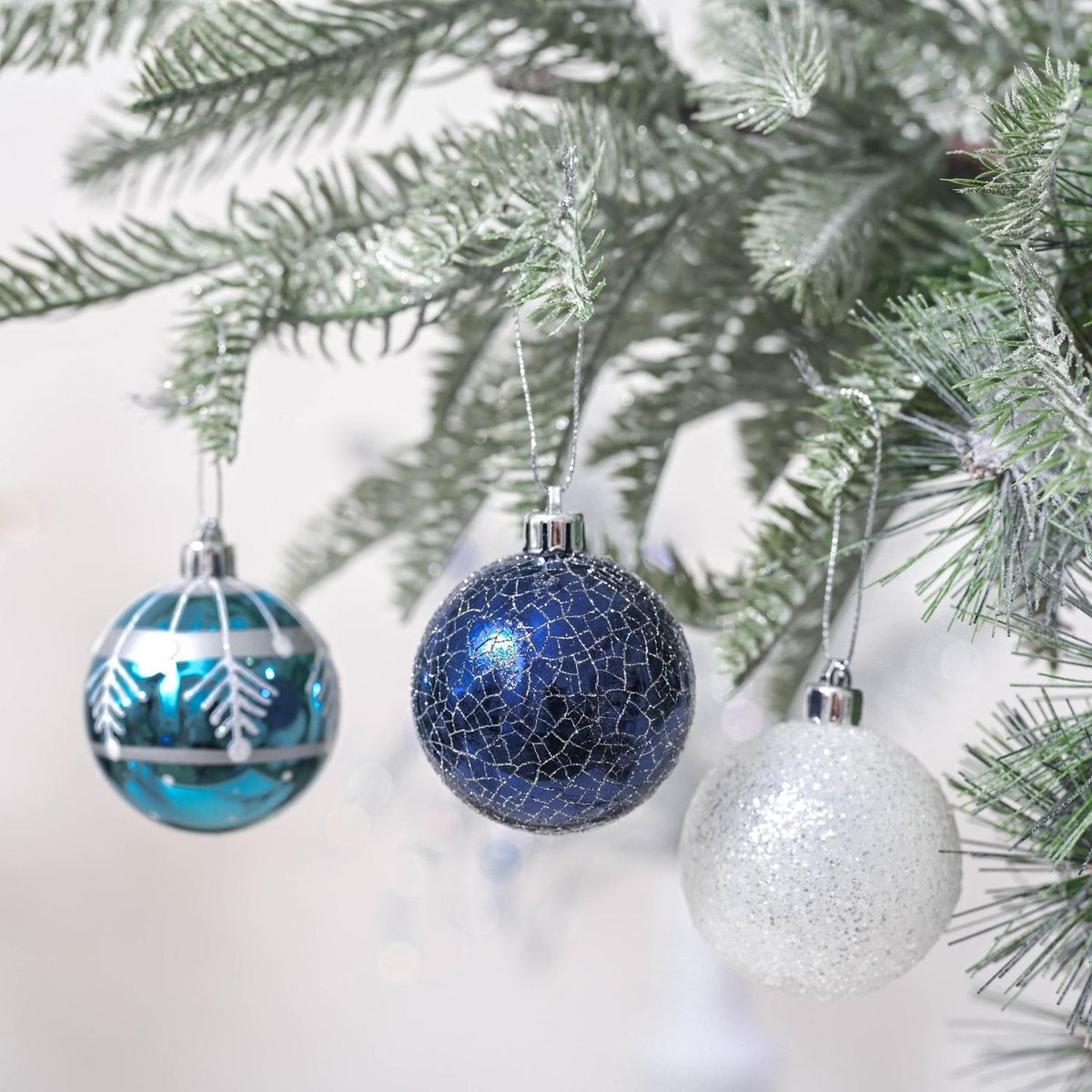 DEAR SANTA - Set 30 esferas 6cm az bco plat