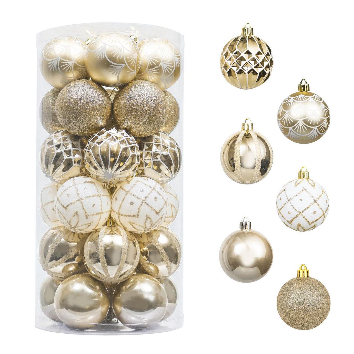 DEAR SANTA - Set 30 esferas 6cm blanc dorad