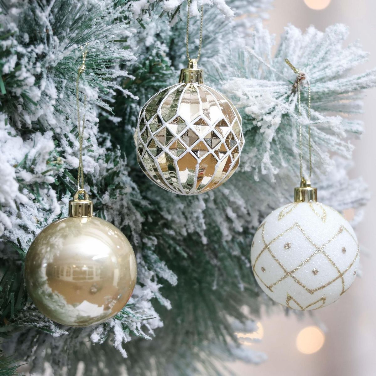 DEAR SANTA - Set 30 esferas 6cm blanc dorad