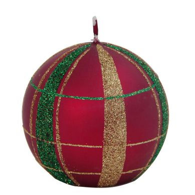 Vela esfera rayas rojo 7.5cm