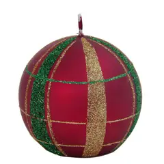 DEAR SANTA - Vela esfera rayas rojo 7.5cm
