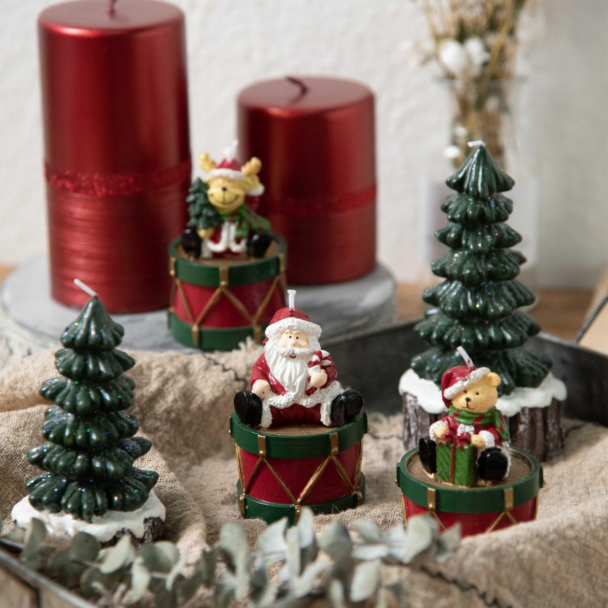 DEAR SANTA - Vela oso en tambor 6x8.3 cm