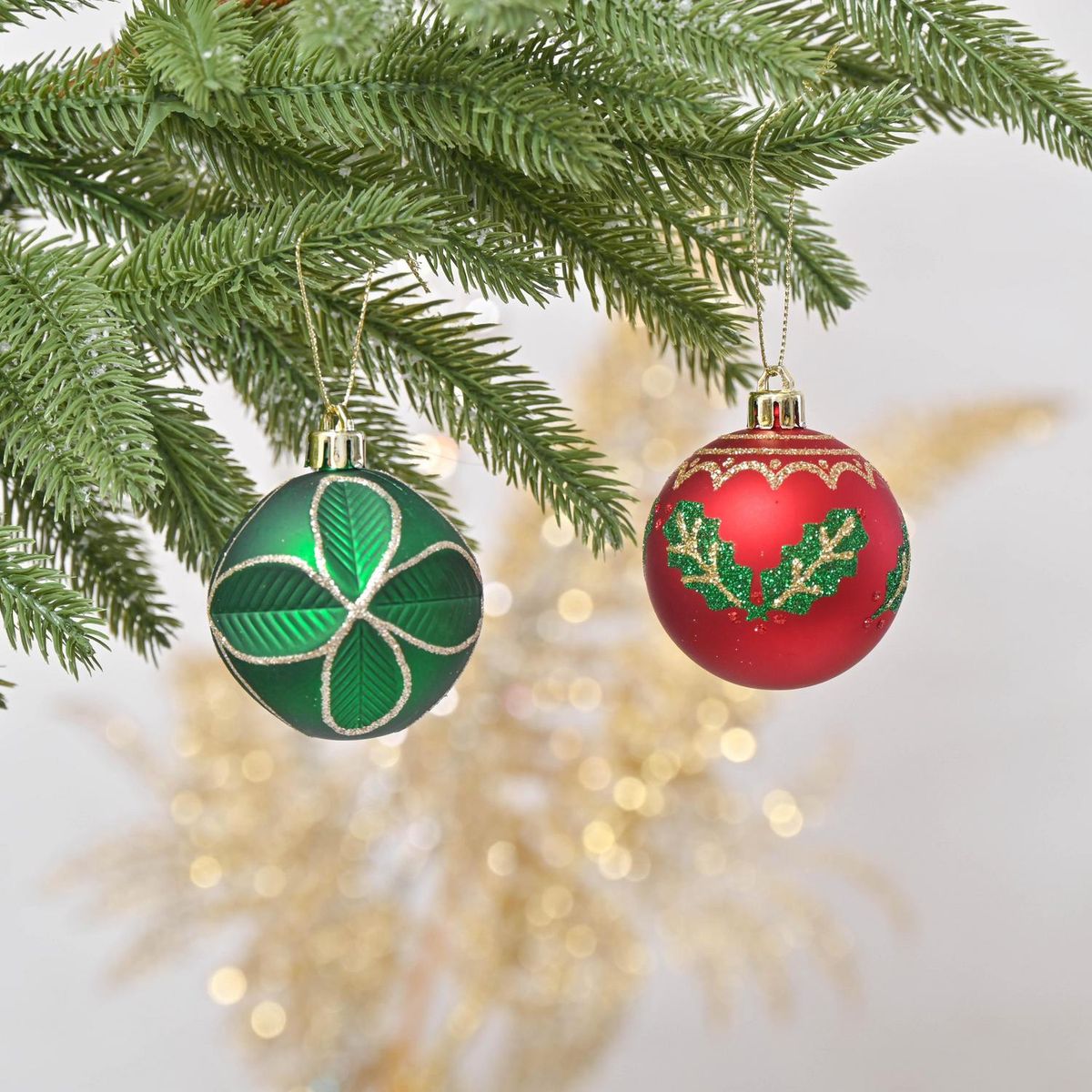 DEAR SANTA - Set 24 esferas ver roj dor 6cm