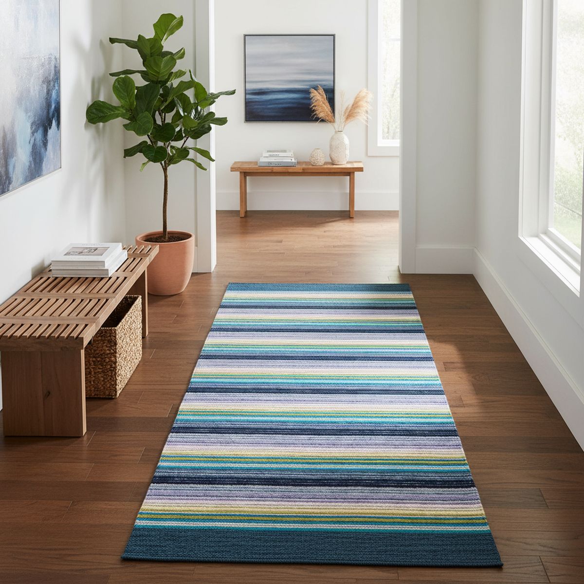 JUST HOME COLLECTION - Alfombra Pasillo Laos 75x160 cm Poliéster Azul