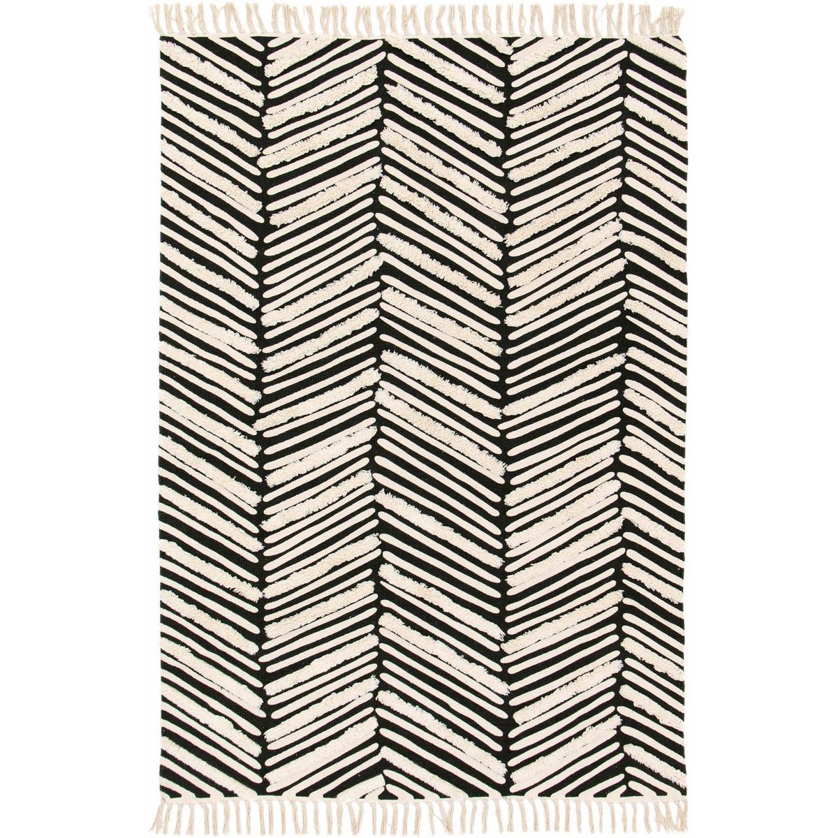 JUST HOME COLLECTION - Alfombra Jacky 160x230 cm Algodón blanco y negro