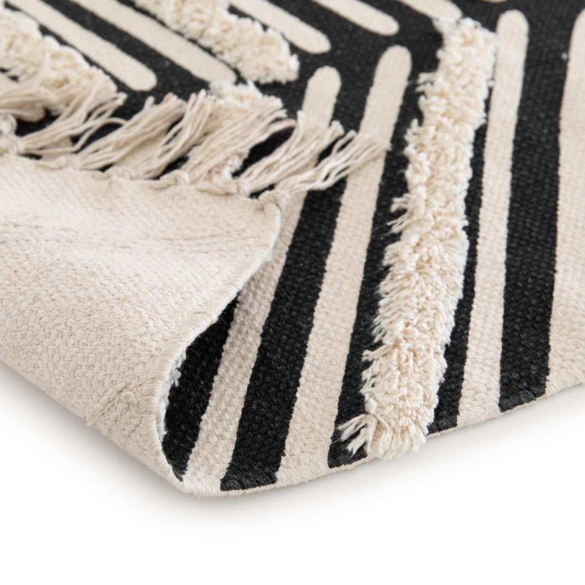 JUST HOME COLLECTION - Bajada de Cama Jacky 60x115 cm Algodón Blanco y Negro