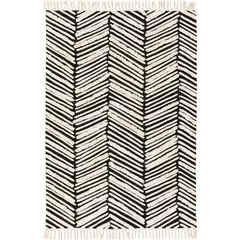 JUST HOME COLLECTION - Alfombra Jacky 200x290 cm Algodón blanco y negro