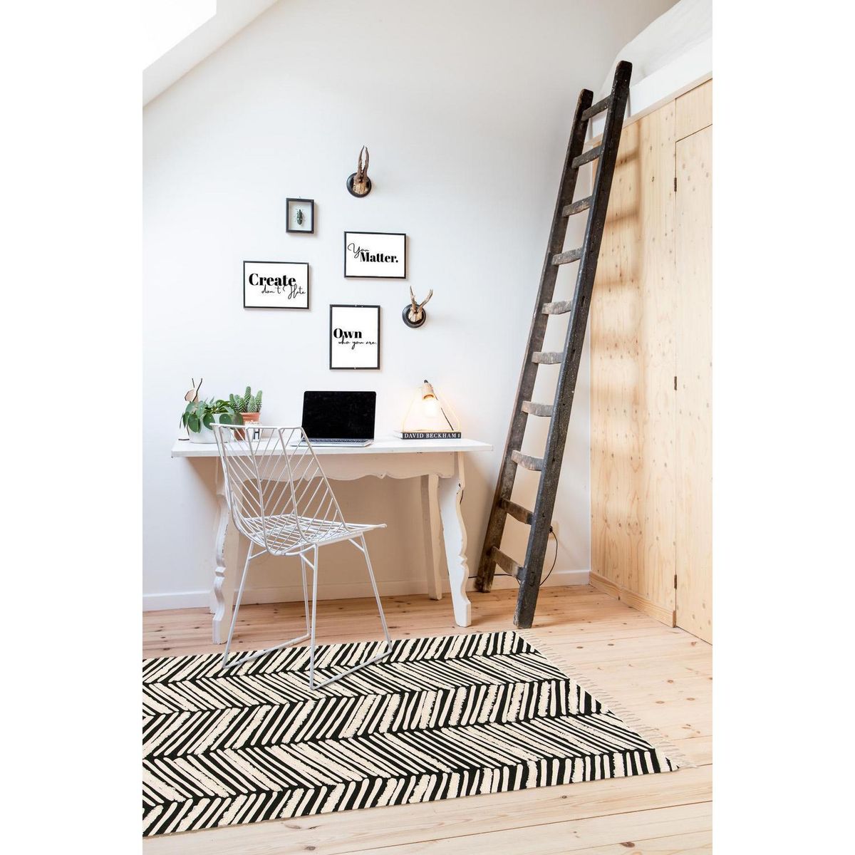 JUST HOME COLLECTION - Alfombra Grande Jacky 200x290 cm Algodón blanco y negro