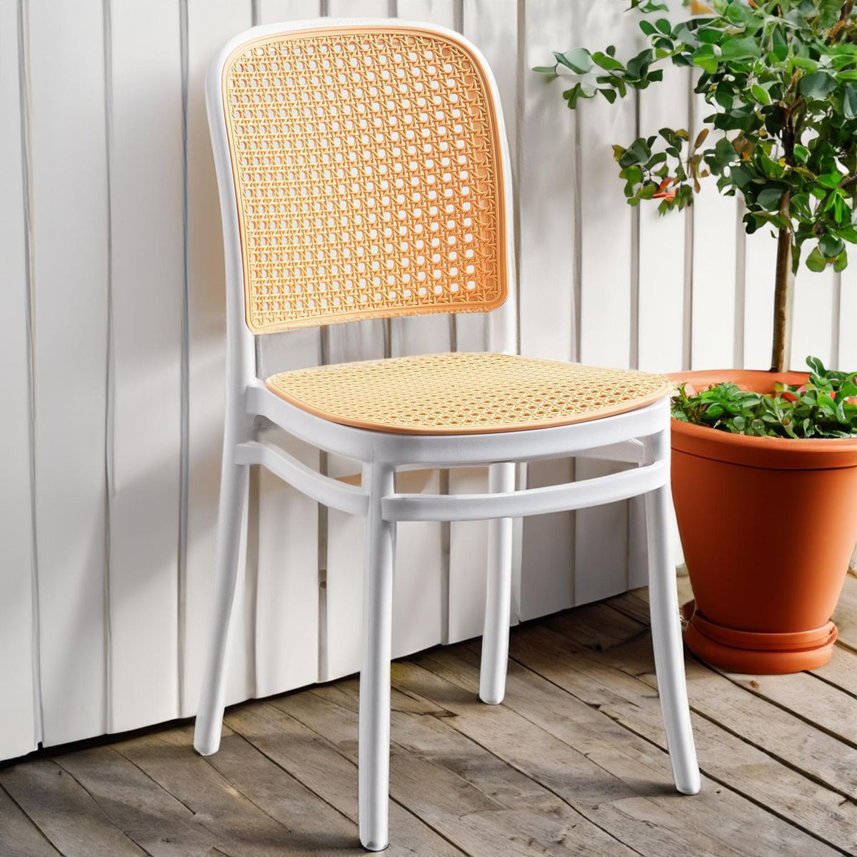 JUST HOME COLLECTION - Silla plástica terraza beige/blanca