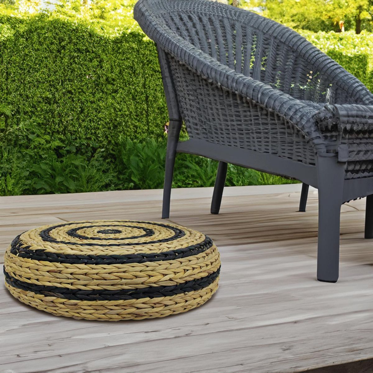 JUST HOME COLLECTION - Pouf m jacinto agua negro 50x17cm