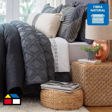 Pouf cuadrado jacinto agua 40x40