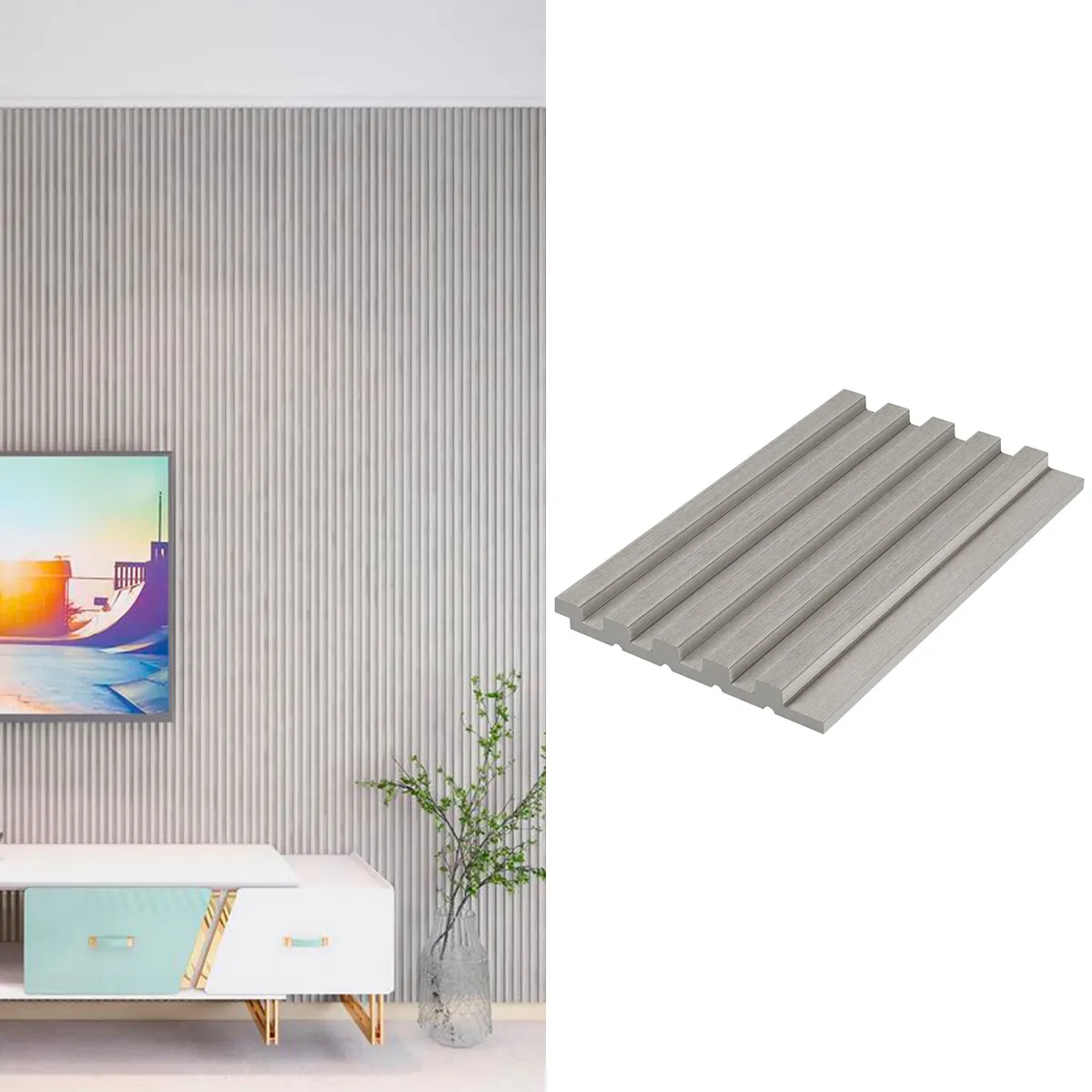 HOLZTEK - Wall Panel 3D 12x240 cm Gris 0.28 m2