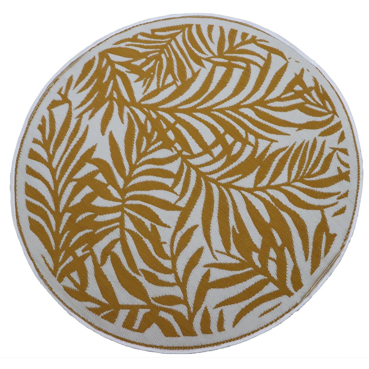 JUST HOME COLLECTION - Alfombra Terraza Vintage 180x180 cm Polipropileno Mostaza/Blanco