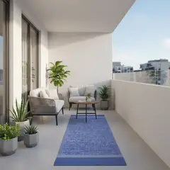 JUST HOME COLLECTION - Alfombra Terraza Cásico 80x230 cm Polipropileno Azul/Celeste
