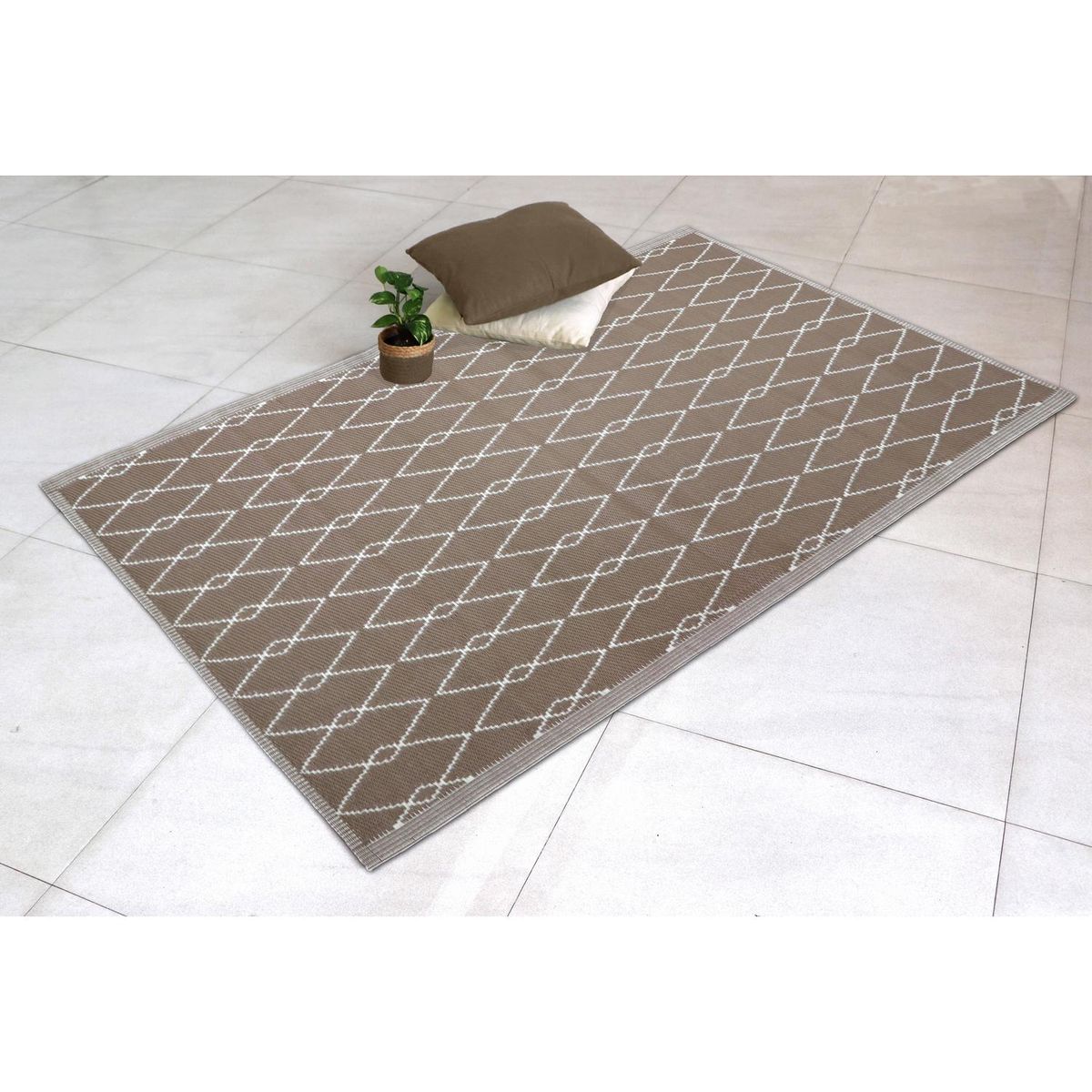 JUST HOME COLLECTION - Alfombra SDC-11-23-D1 120x180 cm Polipropileno Taupe/Blanco