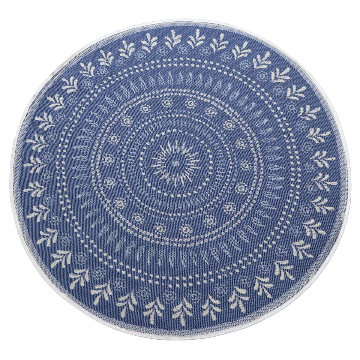 JUST HOME COLLECTION - Alfombra Terraza Happy Summer 180x180 cm Polipropileno Azul/Celeste/Blanco