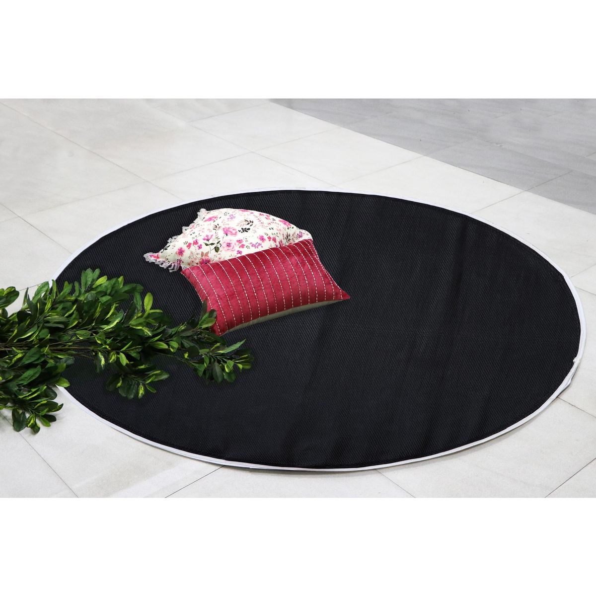 JUST HOME COLLECTION - Alfombra Terraza Industrial 180x180 cm Polipropileno Negro