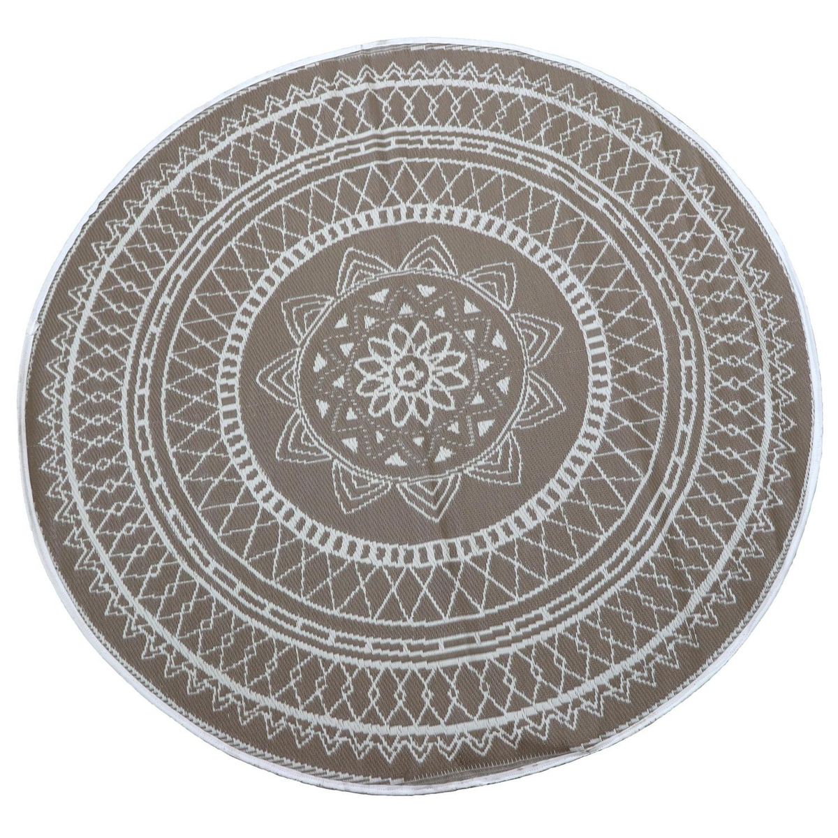 JUST HOME COLLECTION - Alfombra Terraza Boho 180x180 cm Polipropileno Taupe/Blanco