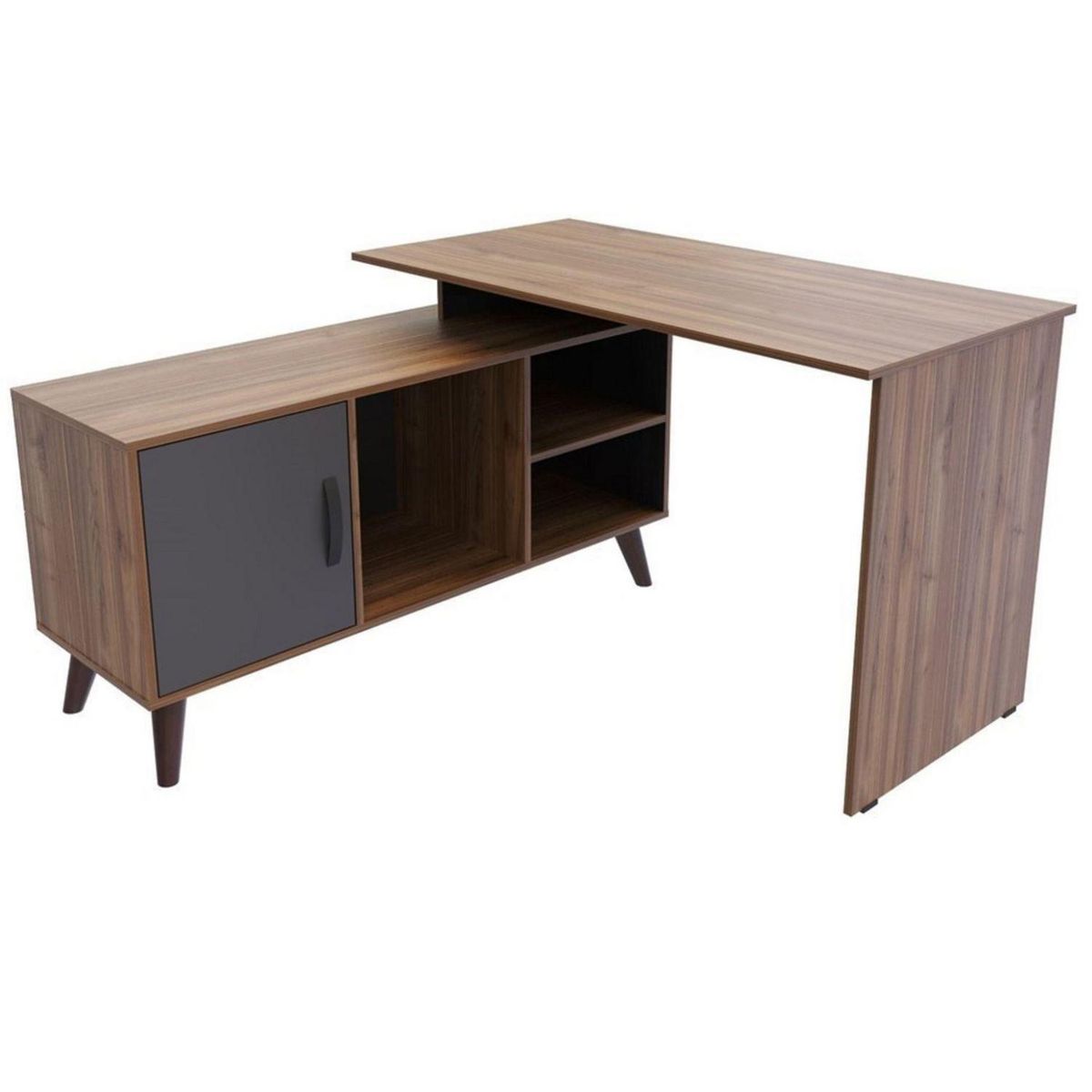 JUST HOME COLLECTION - Escritorio L Chelsea Negro/Madera 120.9x73x121 cm