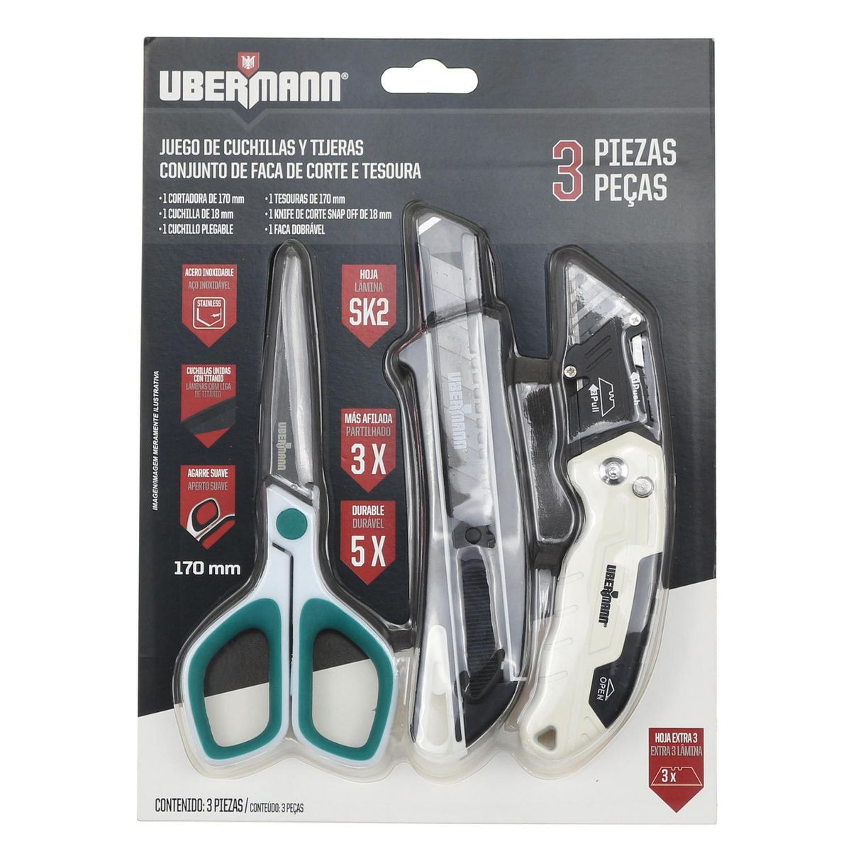 UBERMANN - Set 1 tijeras + 2 cortadores