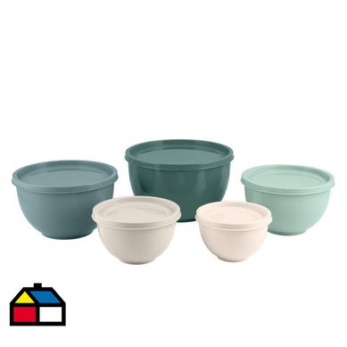 Set 5 bowl plsticos con tapa