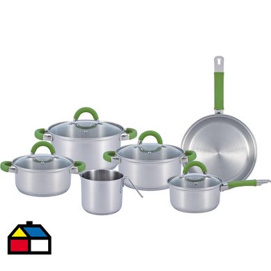 Bateria de cocina 10 piezas green acero