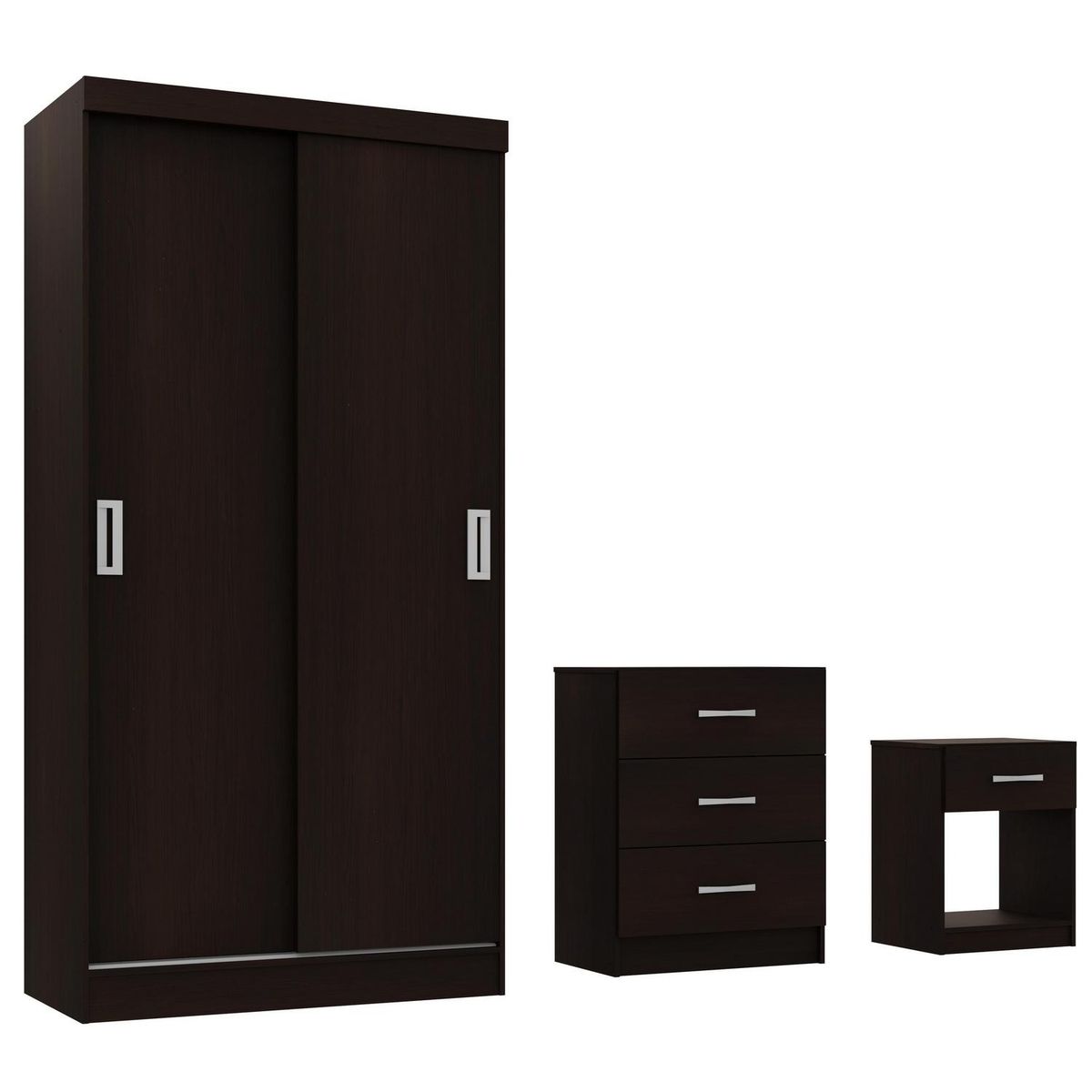 CASA BONITA - Combo Clóset/velador 2 Puerta(s) 4 Cajón(es) 3 Repisa(s) 90x183x49 cm Chocolate