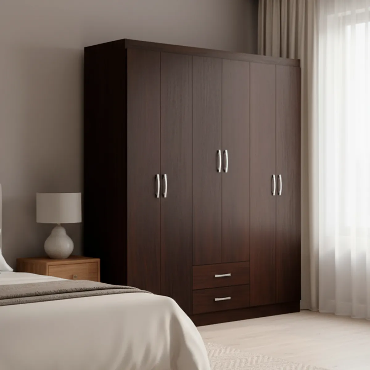 CASA BONITA - Clóset 6 Puerta(s) 2 Cajón(es) 2 Repisa(s) 162x183x47 cm Chocolate