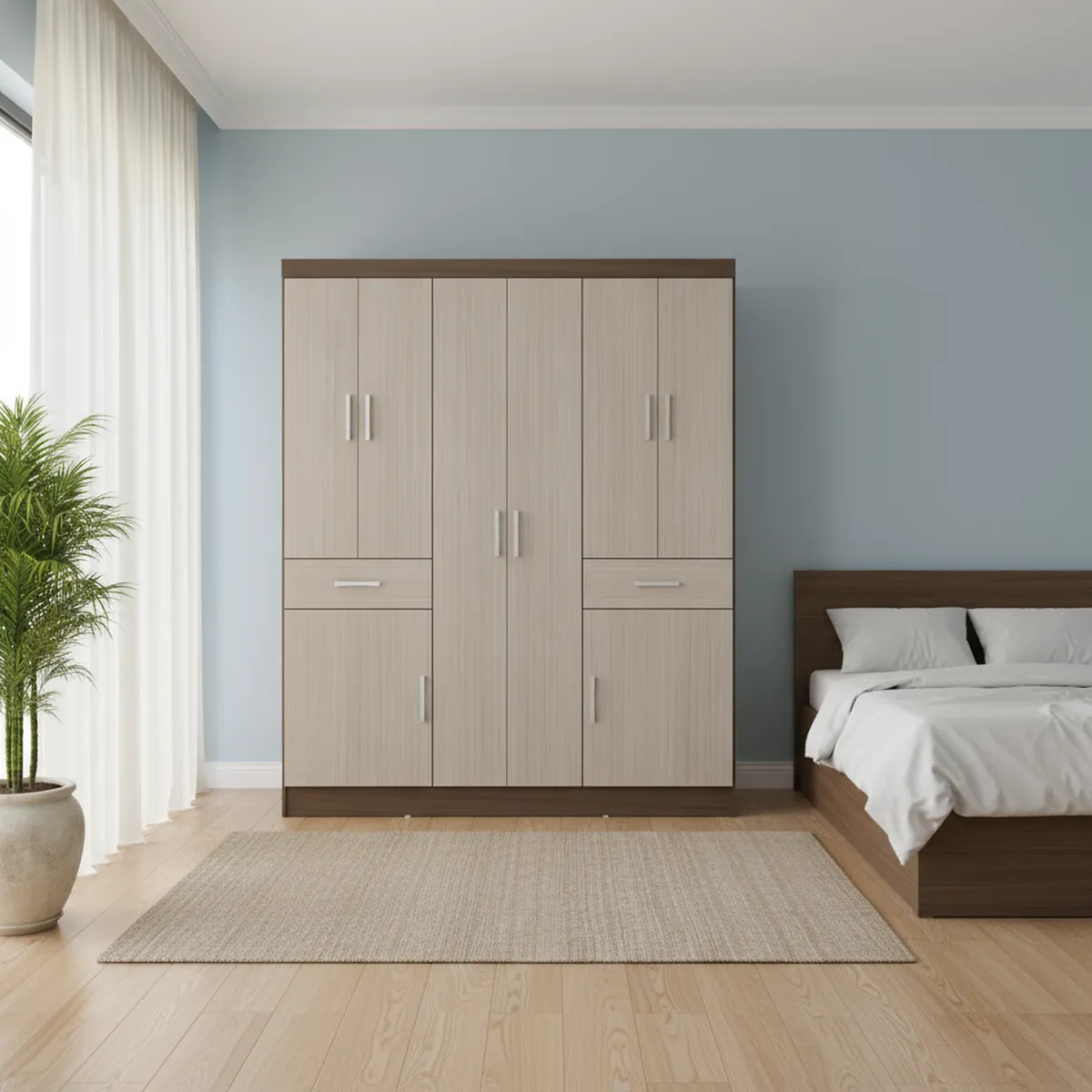 CASA BONITA - Clóset 8 Puerta(s) 2 Cajón(es) 2 Repisa(s) 150x183x47 cm Avela/Vainilla