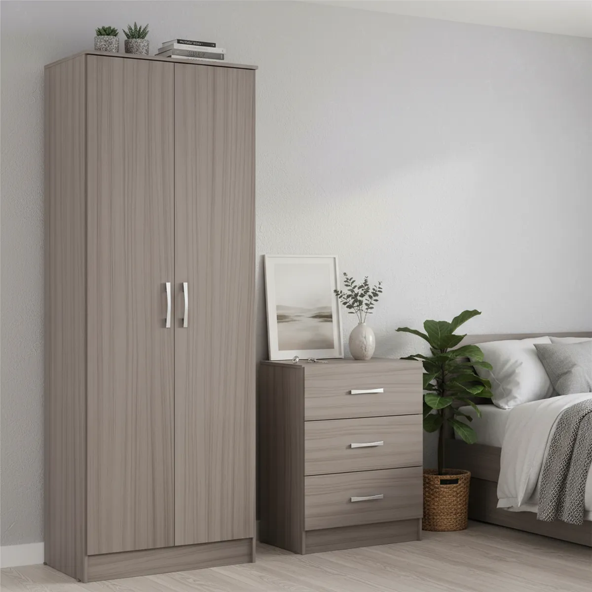 CASA BONITA - Combo closet 2 puertas + cómoda 3 cajones vainilla