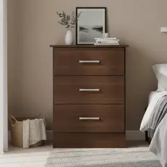 CASA BONITA - Cómoda 3 Cajones 60x78x39 cm Nogal