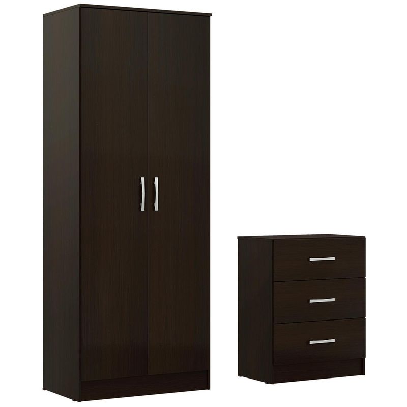 CASA BONITA - Combo closet 2 puertas + cómoda 3 cajones chocolate