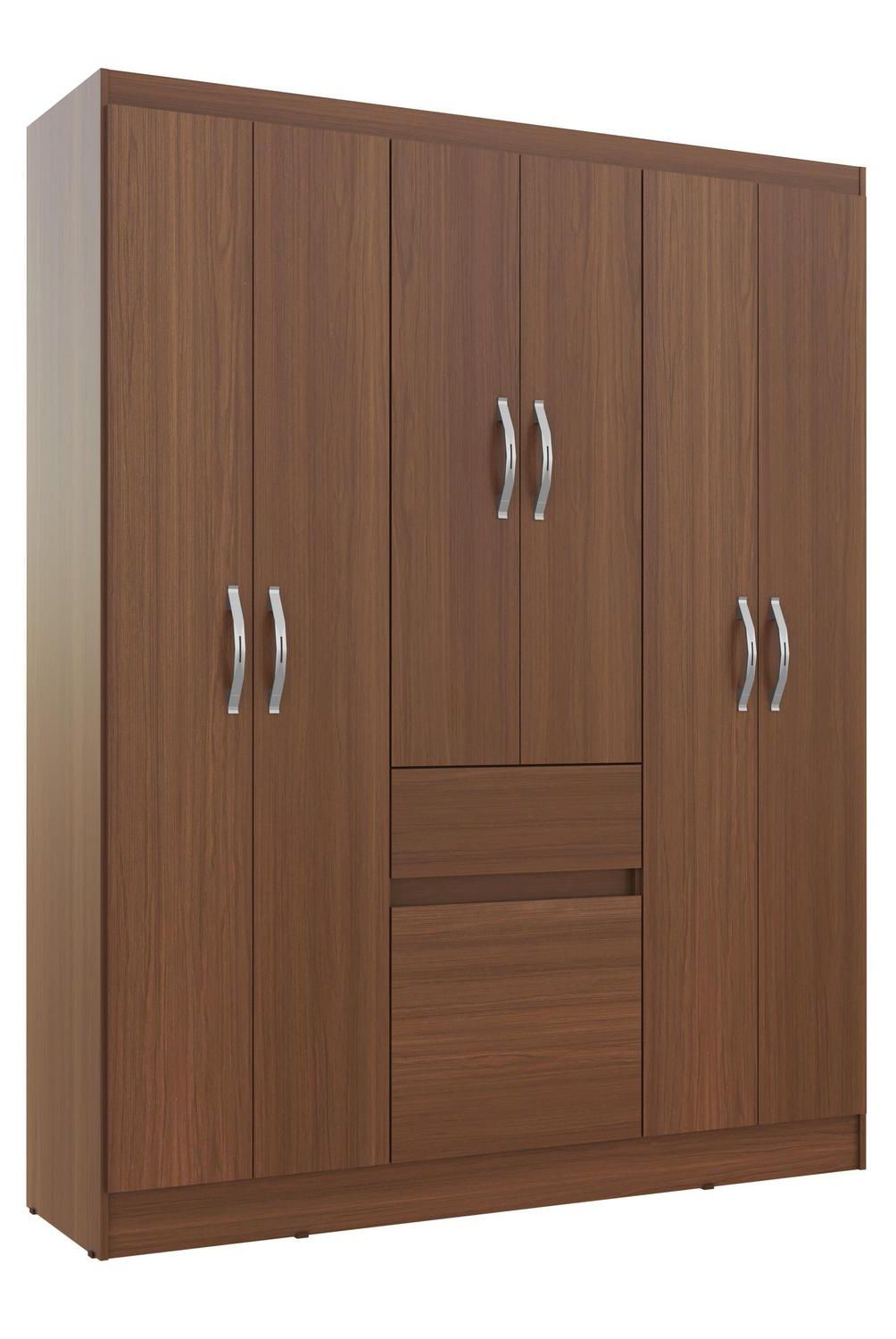 CASA BONITA - Clóset 6 Puerta(s) 1 Cajón(es) 1 Repisa(s) 138x174x40 cm Nogal