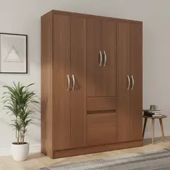 CASA BONITA - Clóset 6 Puerta(s) 1 Cajón(es) 1 Repisa(s) 138x174x40 cm Nogal