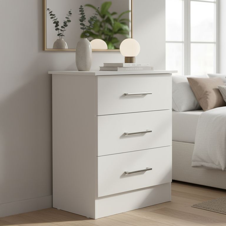 Cómoda 3 Cajones 60x78x39 cm Blanco