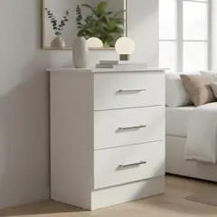 CASA BONITA - Cómoda 3 Cajones 60x78x39 cm Blanco