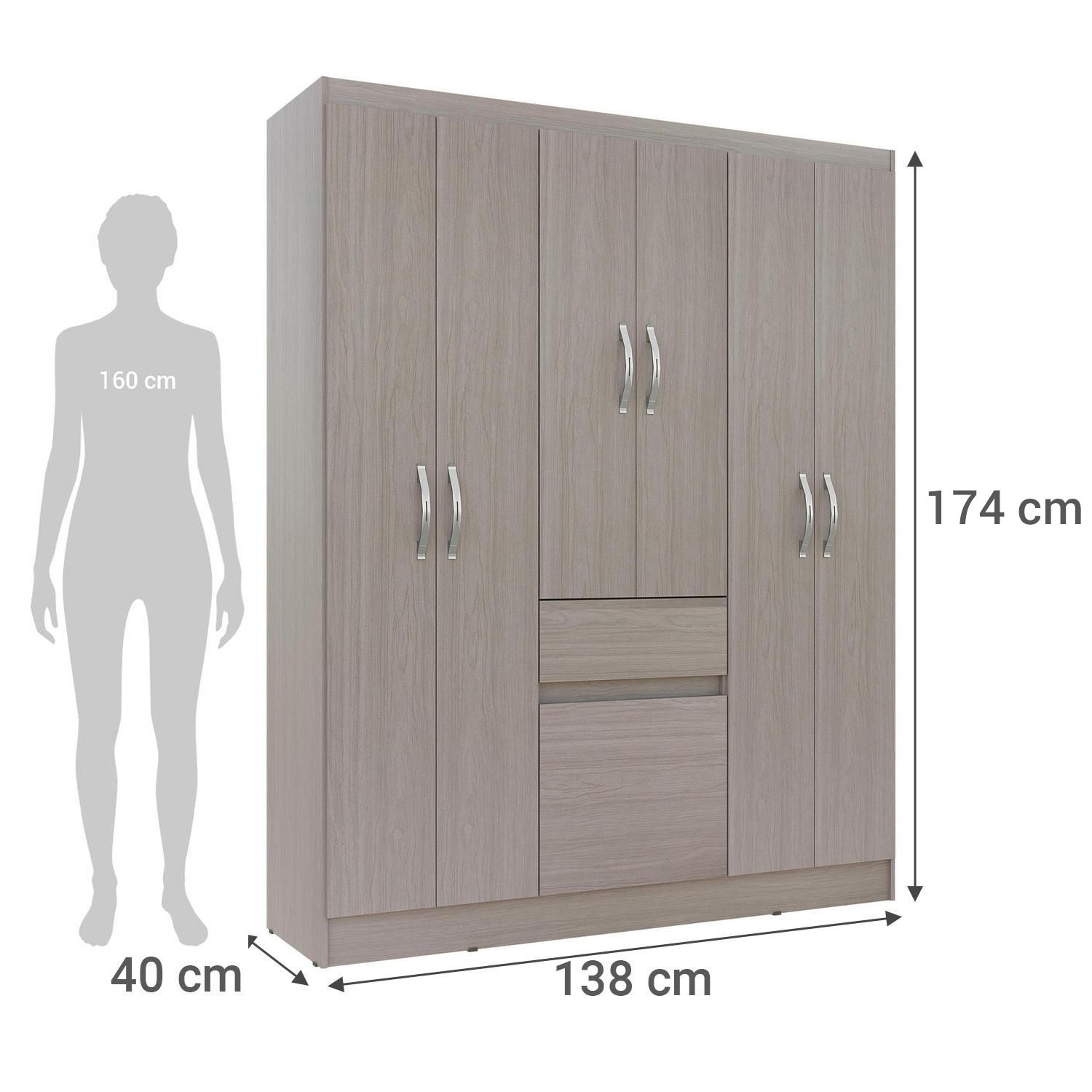 Clóset 6 Puerta(s) 1 Cajón(es) 1 Repisa(s) 138x174x40 cm Vainilla