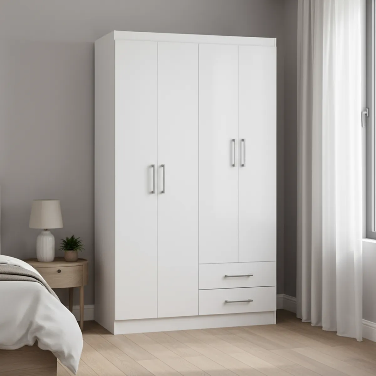 CASA BONITA - Clóset 4 Puerta(s) 2 Cajón(es) 2 Repisa(s) 109x183x47 cm Blanco