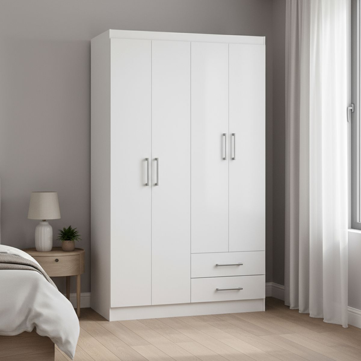 CASA BONITA - Clóset 4 Puerta(s) 2 Cajón(es) 2 Repisa(s) 109x183x47 cm Blanco